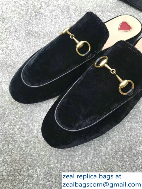 Gucci Princetown Horsebit Leather Slipper Velvet Black