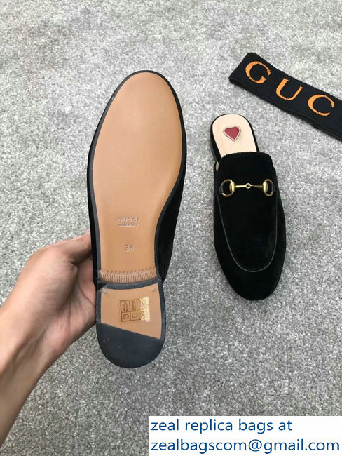 Gucci Princetown Horsebit Leather Slipper Velvet Black