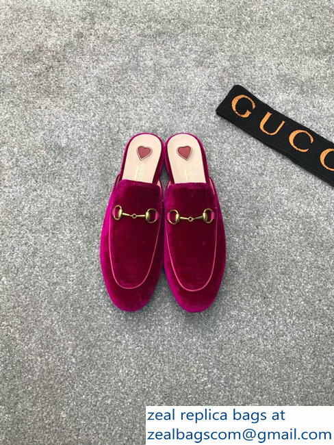 Gucci Princetown Horsebit Leather Slipper Velvet Fuchsia