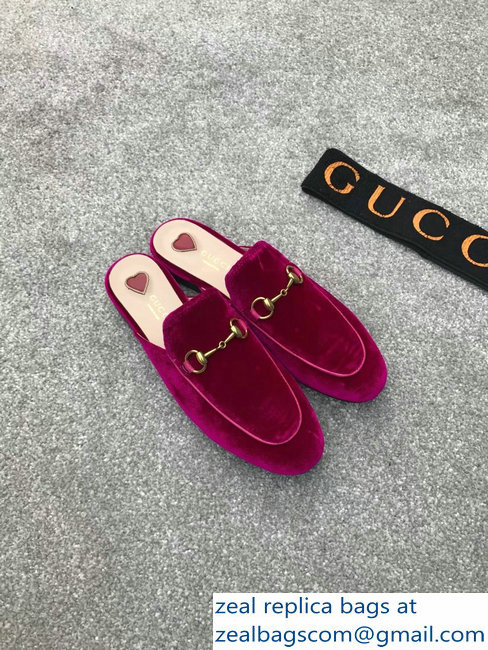 Gucci Princetown Horsebit Leather Slipper Velvet Fuchsia