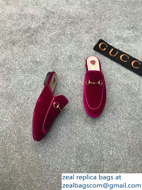 Gucci Princetown Horsebit Leather Slipper Velvet Fuchsia