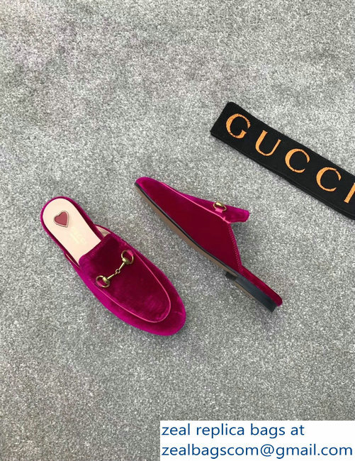 Gucci Princetown Horsebit Leather Slipper Velvet Fuchsia