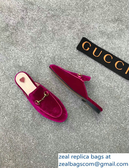 Gucci Princetown Horsebit Leather Slipper Velvet Fuchsia - Click Image to Close