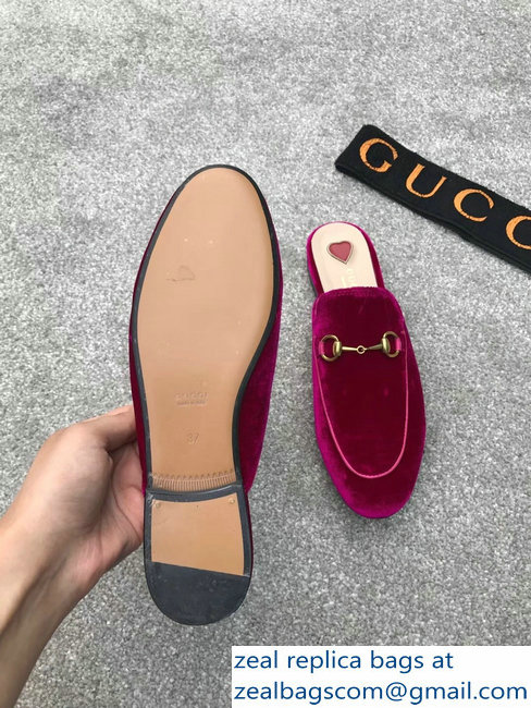 Gucci Princetown Horsebit Leather Slipper Velvet Fuchsia