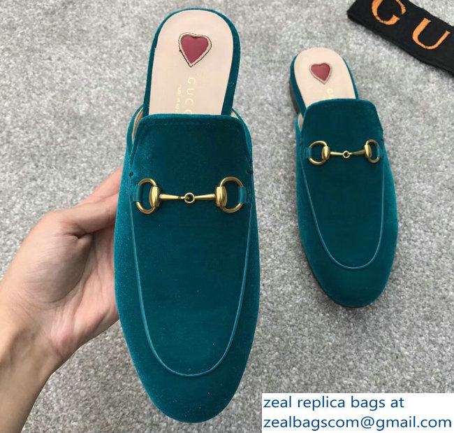 Gucci Princetown Horsebit Leather Slipper Velvet Green