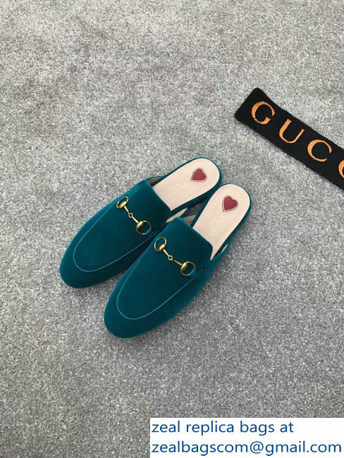 Gucci Princetown Horsebit Leather Slipper Velvet Green