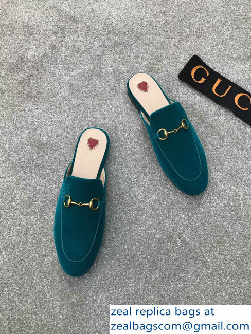 Gucci Princetown Horsebit Leather Slipper Velvet Green