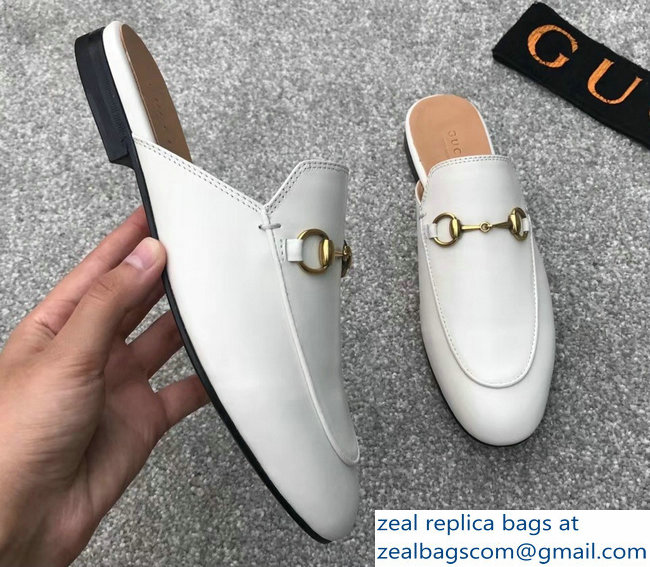 Gucci Princetown Horsebit Leather Slipper White - Click Image to Close