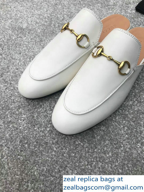 Gucci Princetown Horsebit Leather Slipper White - Click Image to Close