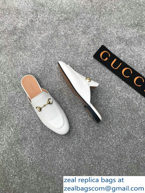 Gucci Princetown Horsebit Leather Slipper White
