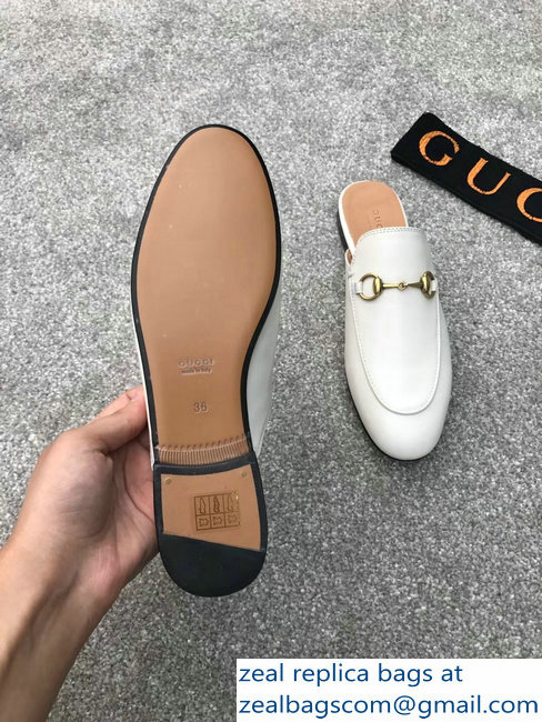 Gucci Princetown Horsebit Leather Slipper White - Click Image to Close