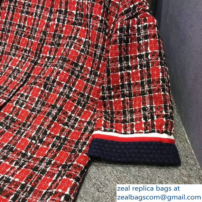 Gucci Red/Blue/White Tweed Check Tunic Dress 2018