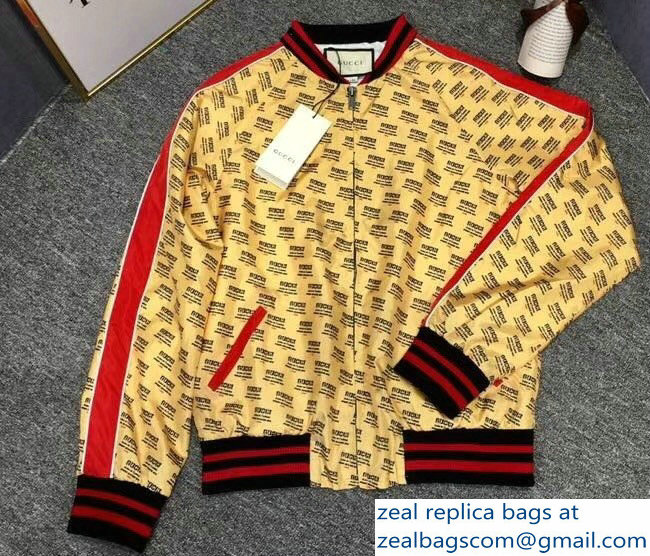 Gucci Stamp Print Beige Jacket 2018 - Click Image to Close