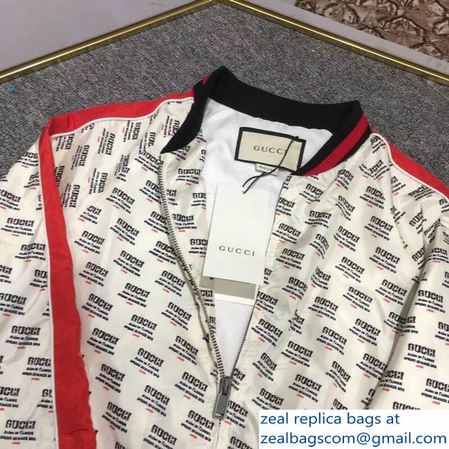 Gucci Stamp Print White Jacket 2018 - Click Image to Close