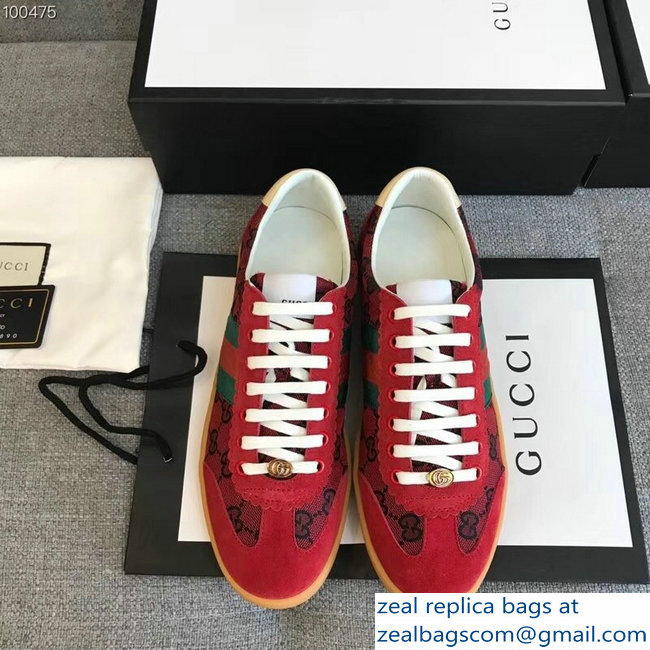 Gucci Suede Web Lovers Sneakers Original GG Supreme Red 2018