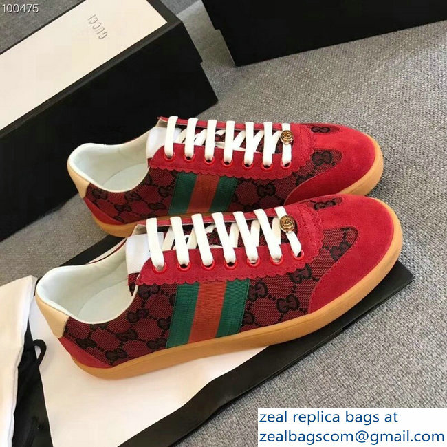 Gucci Suede Web Lovers Sneakers Original GG Supreme Red 2018