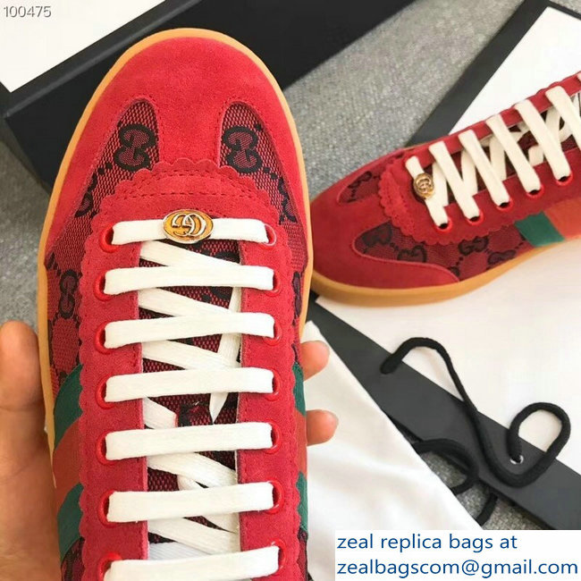 Gucci Suede Web Lovers Sneakers Original GG Supreme Red 2018