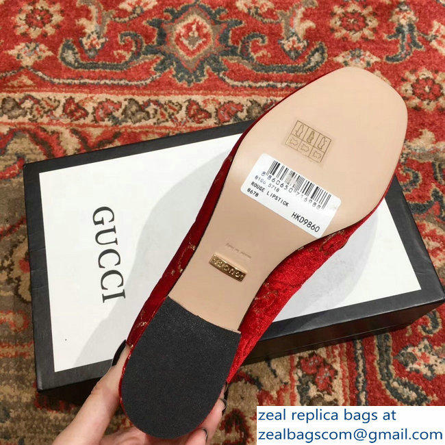 Gucci Sylvie Chain GG Velvet Mid-Heel Pumps Red 2018