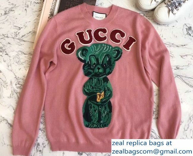 Gucci Teddy Bear Pink Sweatshirt 2018 - Click Image to Close