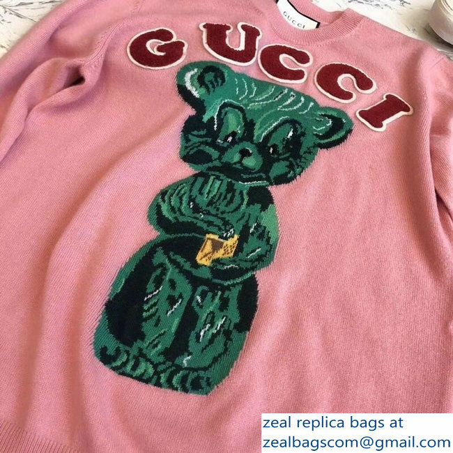 Gucci Teddy Bear Pink Sweatshirt 2018 - Click Image to Close