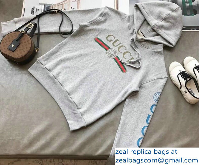 Gucci Vintage Logo Embroidered Gragon Gray Sweatshirt 2018
