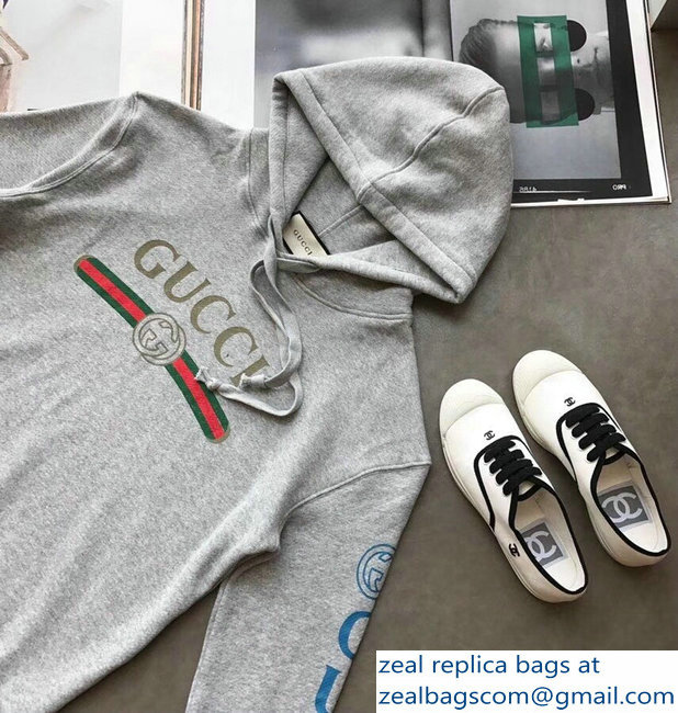Gucci Vintage Logo Embroidered Gragon Gray Sweatshirt 2018 - Click Image to Close