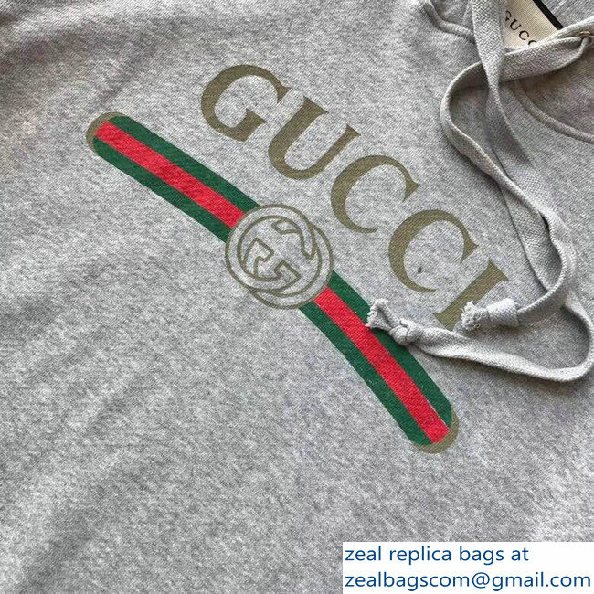 Gucci Vintage Logo Embroidered Gragon Gray Sweatshirt 2018