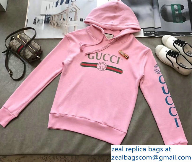 Gucci Vintage Logo Embroidered Gragon Pink Sweatshirt 2018 - Click Image to Close