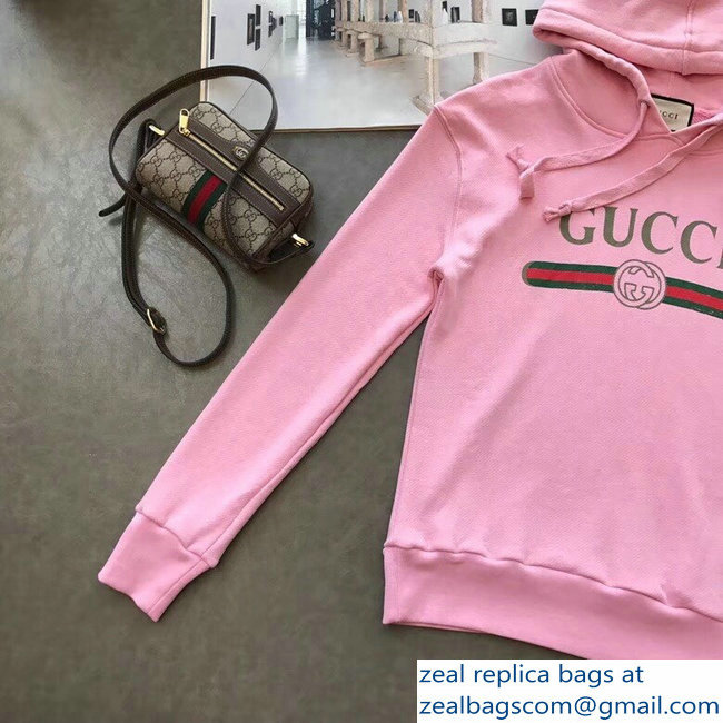Gucci Vintage Logo Embroidered Gragon Pink Sweatshirt 2018 - Click Image to Close