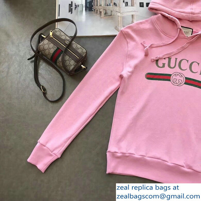 Gucci Vintage Logo Embroidered Gragon Pink Sweatshirt 2018