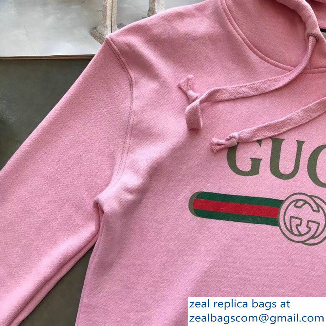 Gucci Vintage Logo Embroidered Gragon Pink Sweatshirt 2018