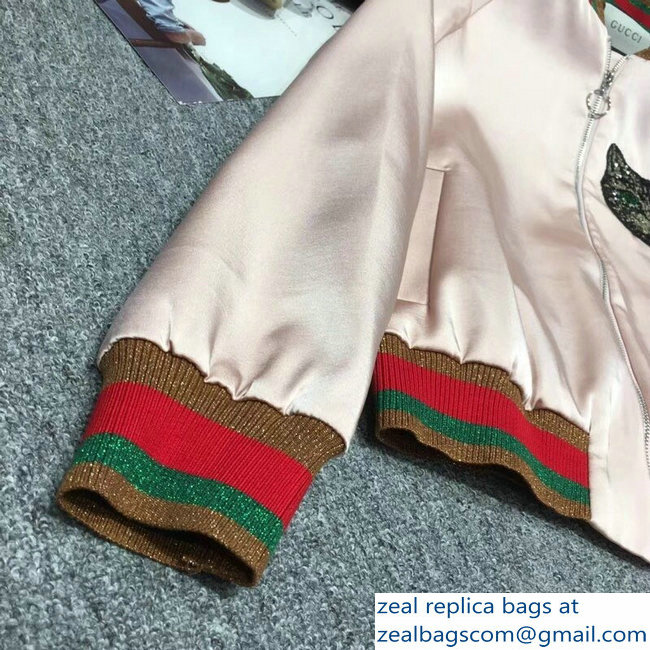 Gucci Vintage Logo and Cat Nude Pink Jacket 2018