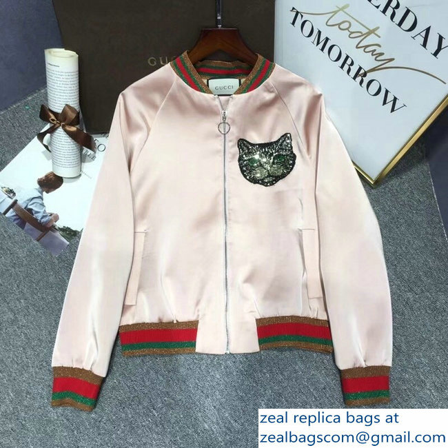 Gucci Vintage Logo and Cat Nude Pink Jacket 2018 - Click Image to Close