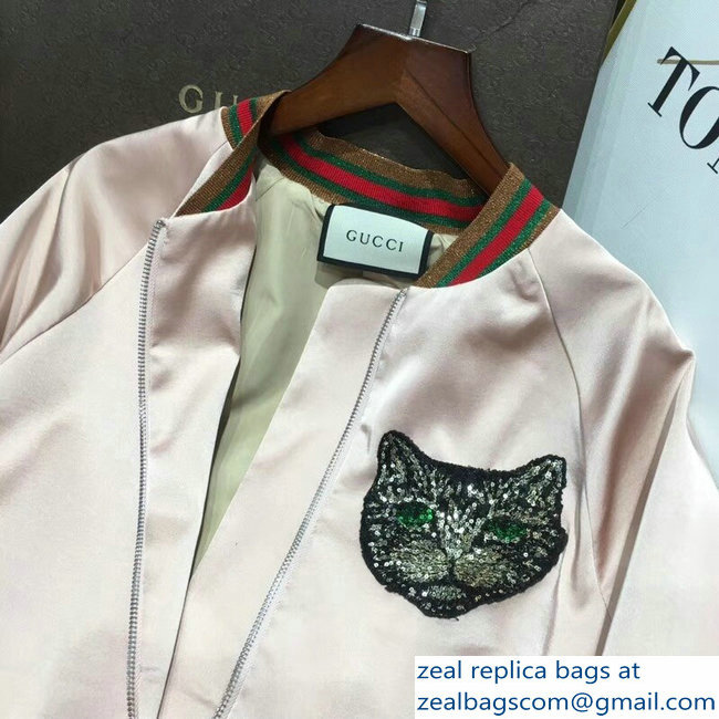 Gucci Vintage Logo and Cat Nude Pink Jacket 2018