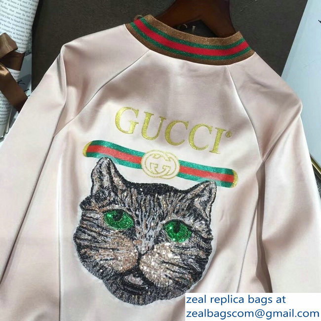 Gucci Vintage Logo and Cat Nude Pink Jacket 2018