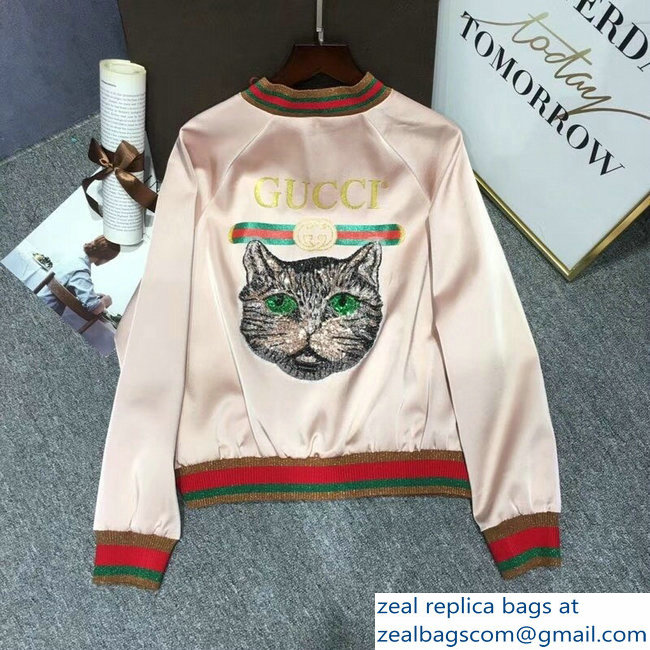 Gucci Vintage Logo and Cat Nude Pink Jacket 2018