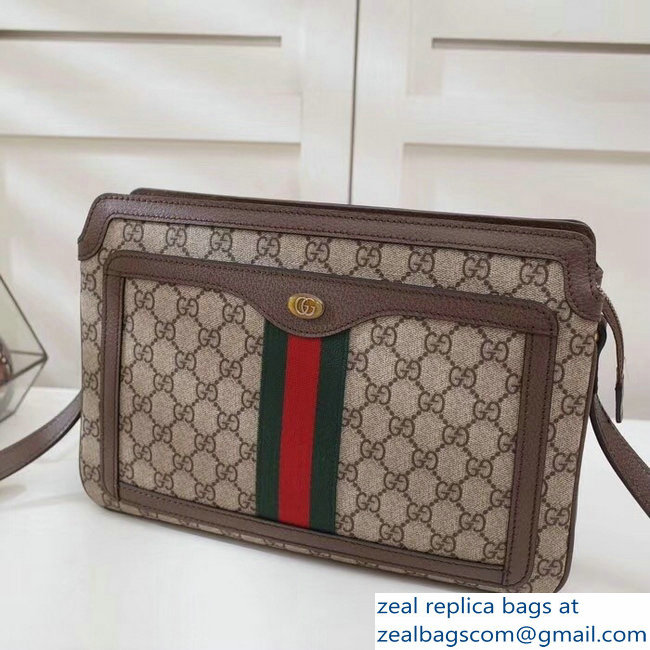 Gucci Web GG Supreme Medium Shoulder Bag 523354 Brown 2018