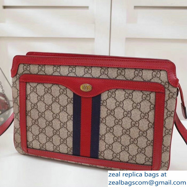 Gucci Web GG Supreme Medium Shoulder Bag 523354 Red 2018