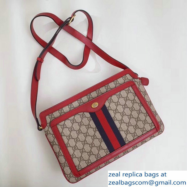 Gucci Web GG Supreme Medium Shoulder Bag 523354 Red 2018