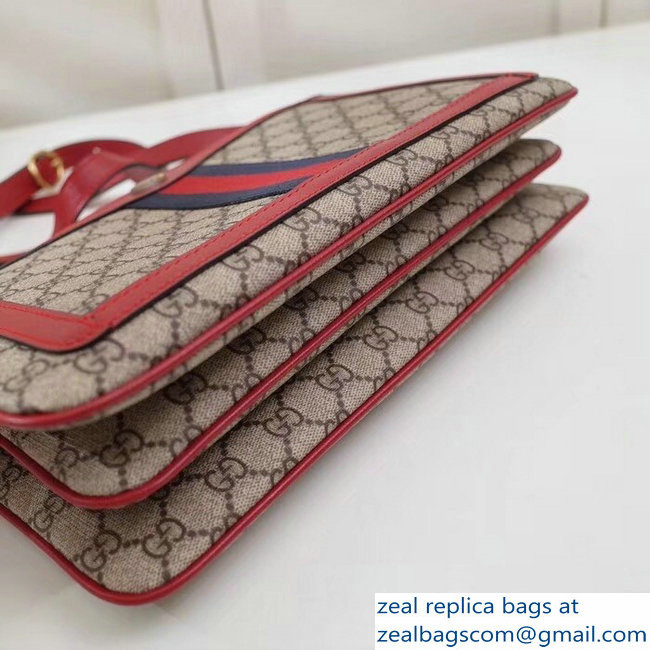 Gucci Web GG Supreme Medium Shoulder Bag 523354 Red 2018