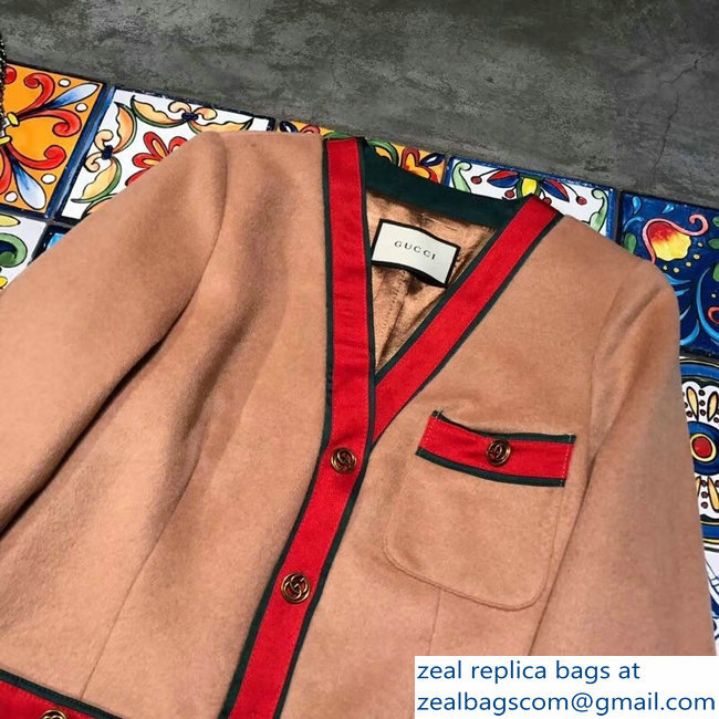 Gucci Web Wool Camel Coat 2018 - Click Image to Close