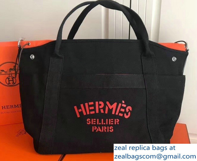 Hermes Fourre-Tout Du Vintage Cavalier Canvas Tote Bag Black 2018 - Click Image to Close