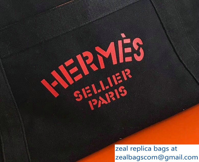 Hermes Fourre-Tout Du Vintage Cavalier Canvas Tote Bag Black 2018