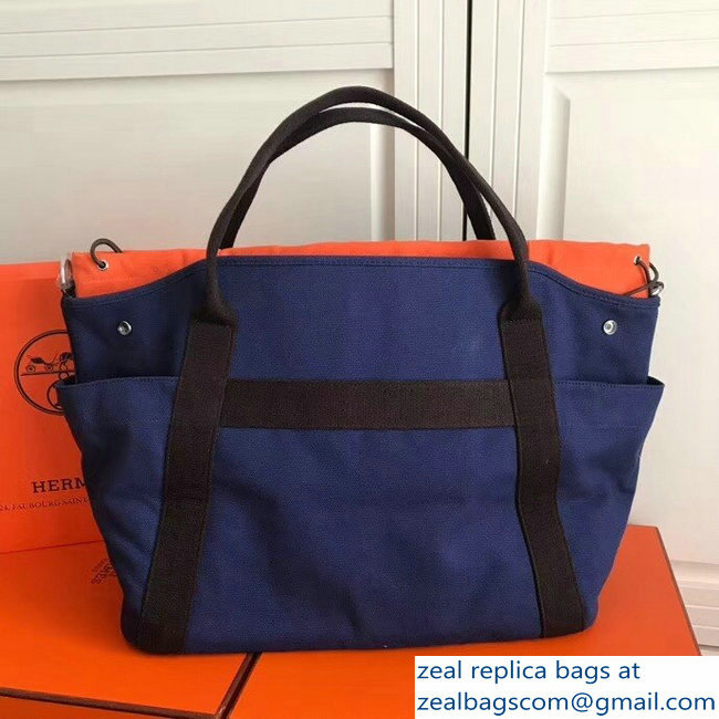 Hermes Fourre-Tout Du Vintage Cavalier Canvas Tote Bag Blue 2018 - Click Image to Close