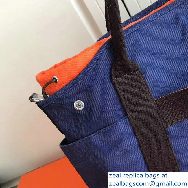 Hermes Fourre-Tout Du Vintage Cavalier Canvas Tote Bag Blue 2018