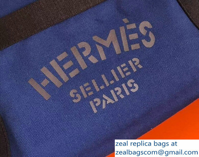 Hermes Fourre-Tout Du Vintage Cavalier Canvas Tote Bag Blue 2018