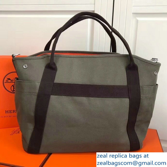 Hermes Fourre-Tout Du Vintage Cavalier Canvas Tote Bag Gray 2018 - Click Image to Close