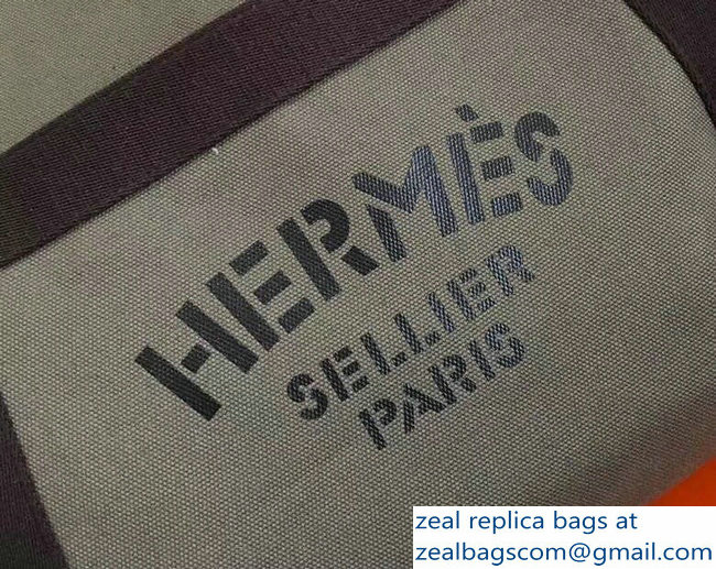 Hermes Fourre-Tout Du Vintage Cavalier Canvas Tote Bag Gray 2018