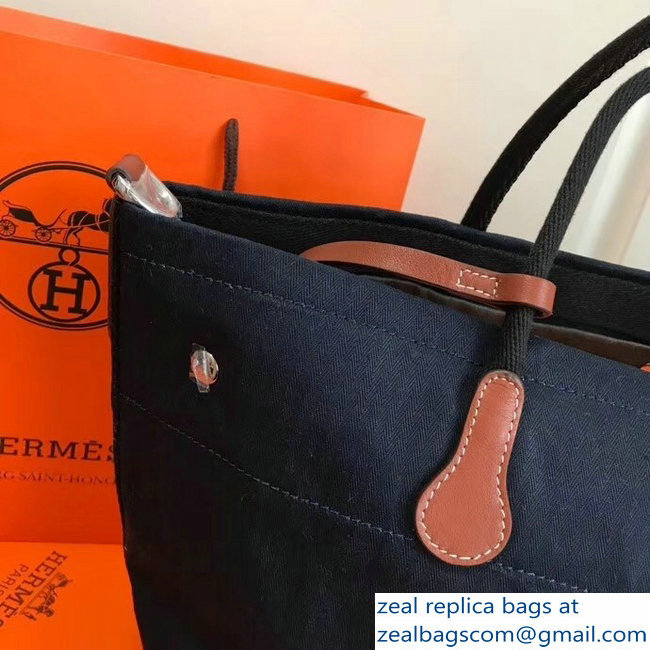 Hermes Fourre-Tout Du Vintage Cavalier Canvas Tote Bag Navy Blue 2018 - Click Image to Close