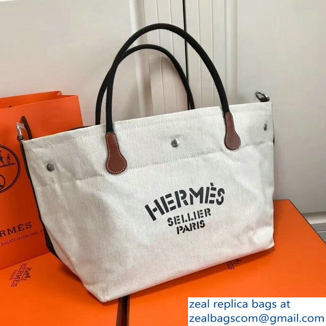 Hermes Fourre-Tout Du Vintage Cavalier Canvas Tote Bag Off White 2018